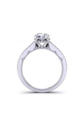  Tapered shank round diamond micro-pavé gold platinum 3mm engagement ring SW-1154-F 