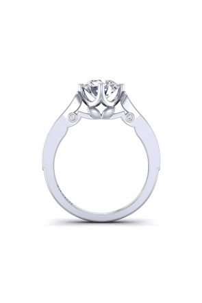 Simple Minimalist Modern vintage style pavé set diamond engagement ring SW-1437-F 