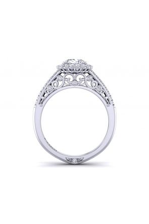 Floral Halo Floral halo double row pavé diamond engagement ring TEND-1180-HC 