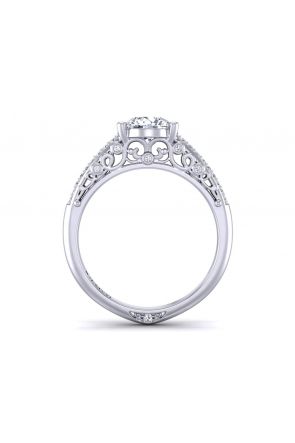 Nature-Inspired Two-row micro pavé gold diamond solitaire setting TEND-1180-SA 