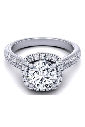  Two-row micro-pavé high profile unique round halo engagement ring  TLP-1200H-BH 