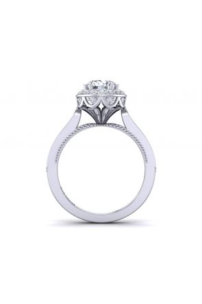  Milgrain floral halo custom diamond engagement ring WIST-1517-A 