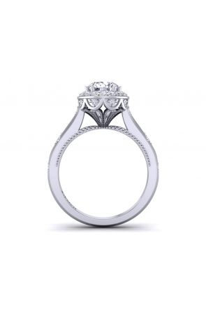 Vintage Style Custom cathedral vintage style floral halo diamond ring WIST-1517-K 