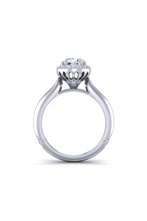 Floral Halo Flower inspired designer diamond halo ring WIST-1538-P 