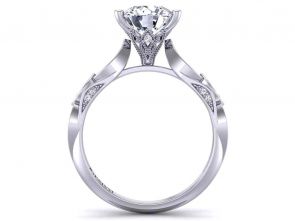 Art Deco Art Deco marquise diamond  Majestic round 3-stone 3.1mm engagement ring 1510P-DP 