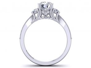 Art Deco Vintage Style 3-stone round diamond engagement ring. HEIR-1345-3F 