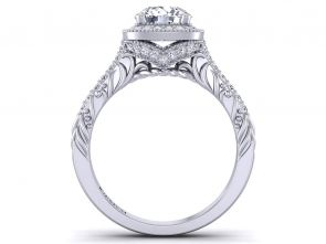 Art Deco Antique filigree victorian style halo round diamond engagement ring HEIR-1345-HC 