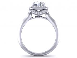 Art Deco Heirloom antique style halo diamond engagement ring HEIR-1345-HG 
