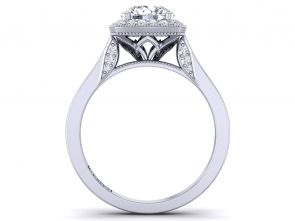 Cathedral Unique channel-pavé set cushion halo ring HEIR-1476-B 