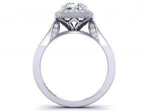 Cathedral Graduated diamond band halo engagement ring HEIR-1476-E 