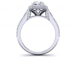 Cathedral Unique 1 carat round cut halo engagement ring HEIR-1476-K 