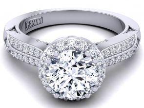 Art Deco Unique bold two row pavé diamond engagement ring WIST-1538-L 