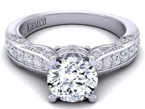 Cathedral Filigree vintage style cathedral  engagement ring HEIR-1140S-GS 