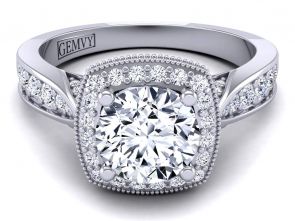 Cathedral Designer Unique modern engagement custom diamond ring. HEIR-1476-J 