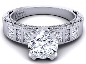 Art Deco Bold princess channel-set designer engagement ring WIST-1510S-CS 