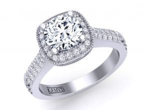 Art Deco Surface pavé unique vintage style diamond engagement ring HEIR-1345-HB 