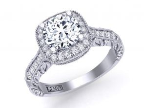 Art Deco Art Deco Style halo diamond engagement ring HEIR-1345-HE 