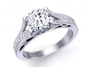 Cathedral Split shank pavé set platinum cathedral engagement ring  Mariposa-SD 