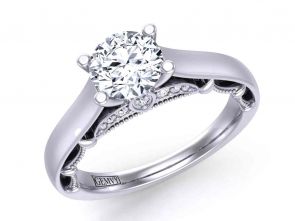 Cathedral Detailed 4-prong solitaire contemporary cathedral 2.8mm engagement ring 1470SOL-C 
