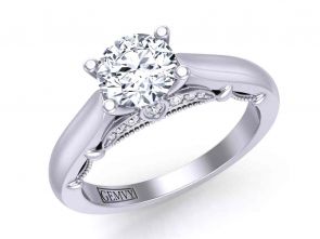 Cathedral Intricate 4-prong solitaire contemporary cathedral 2.6mm engagement ring 1470SOL-D 