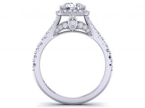 Cathedral Split shank floating halo pavé  cathedral engagement ring PR-1470CH-A 