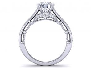 Cathedral Three-row micro pavé cathedral diamond engagement ring  PRT-1470-TC. 