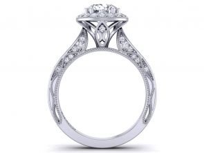 Cathedral Tapered pavé set high profile cathedral diamond engagement ring WIST-1529-HC 