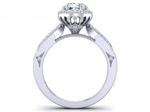 Art Deco Unique bold two row pavé diamond engagement ring WIST-1538-L 