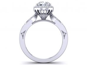 Art Deco Designer modern round halo diamond ring WIST-1538-M 