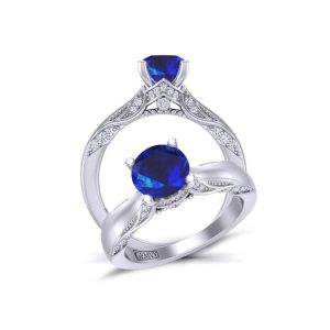  Vintage style milgrain solitaire elegant sapphire and diamond sapphire engagement ring  SPH-1140SOL-A 
