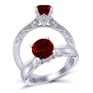  Vintage style milgrain solitaire elegant ruby and diamond ruby engagement ring RBY-1140SOL-A 