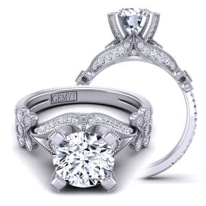  Victorian Antique style Flower Diamond  Engagement Ring 1156-R 