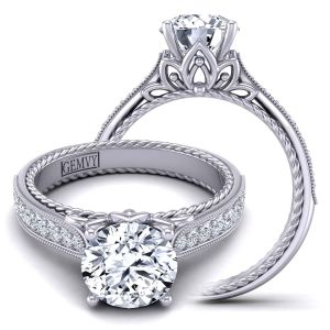  Edwardian Antique-style Flower-inspired engagement ring 1164-R 