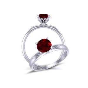 Slender unique solitaire artistic ruby engagement 2.8mm ring RBY-1173SOL-A 