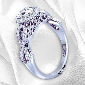  1.40 cts Lab-created  Diamond engagement ring Vintage-style infinity halo 