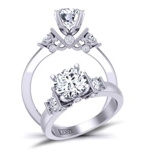  Exquisite 4-prong solitaire 3-stone engagement 3.2mm ring 1200SOL-3A 