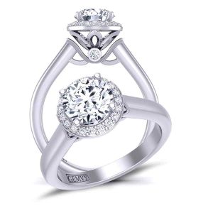  Exquisite 4-prong solitaire halo engagement 2.6mm ring 1200SOL-A 