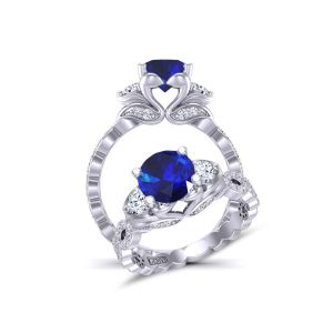  Infinity band Three-stone  sapphire engagement ring with sapphire side  SPH-1307K 