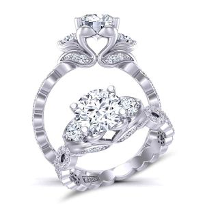  Twisted shank infinity Three-stone pavé 2.8mm engagement ring 1307K 