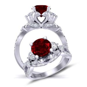  Unique Infinity vintage-inspired 3-stone  diamond ruby engagement ring RBY-1307X 