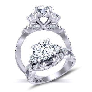  Twisted shank infinity vintage style 3-stone 5.3mm engagement ring 1307X 