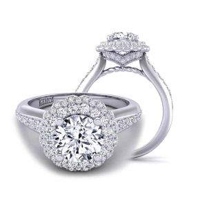  Art Deco Vintage style double halo  round diamond engagement ring 1345FL-A 