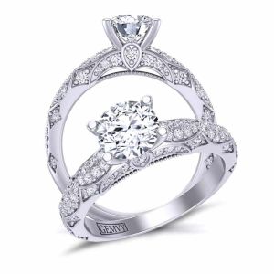  Elaborate 4-prong micro-pavé  heirloom  2.6mm engagement ring 1470S-18 