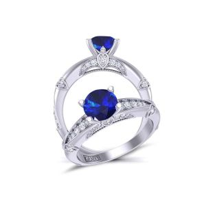  Unique sapphire and diamond 4-prong sapphire engagement ring setting  SPH-1470S-15 