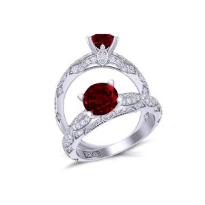  Elaborate 4-prong micro- heirloom  2.6mm ruby engagement ring RBY-1470S-18 