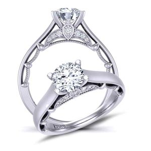  Detailed 4-prong solitaire contemporary cathedral 2.8mm engagement ring 1470SOL-C 