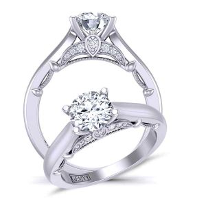  Intricate 4-prong solitaire contemporary cathedral 2.6mm engagement ring 1470SOL-D 
