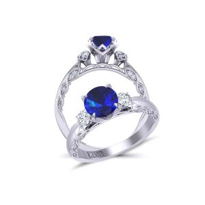  Detailed woven band Unique Three-stone sapphire engagement ring  SPH-1509-3A 