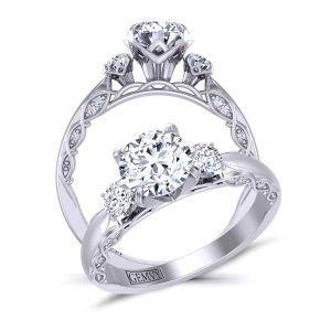  Detailed woven band Unique Three-stone engagement ring 1509-3A 