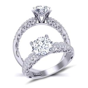  Micro-pavé  tapered shank bold 4-prong 2.9mm engagement ring 1509S-A 